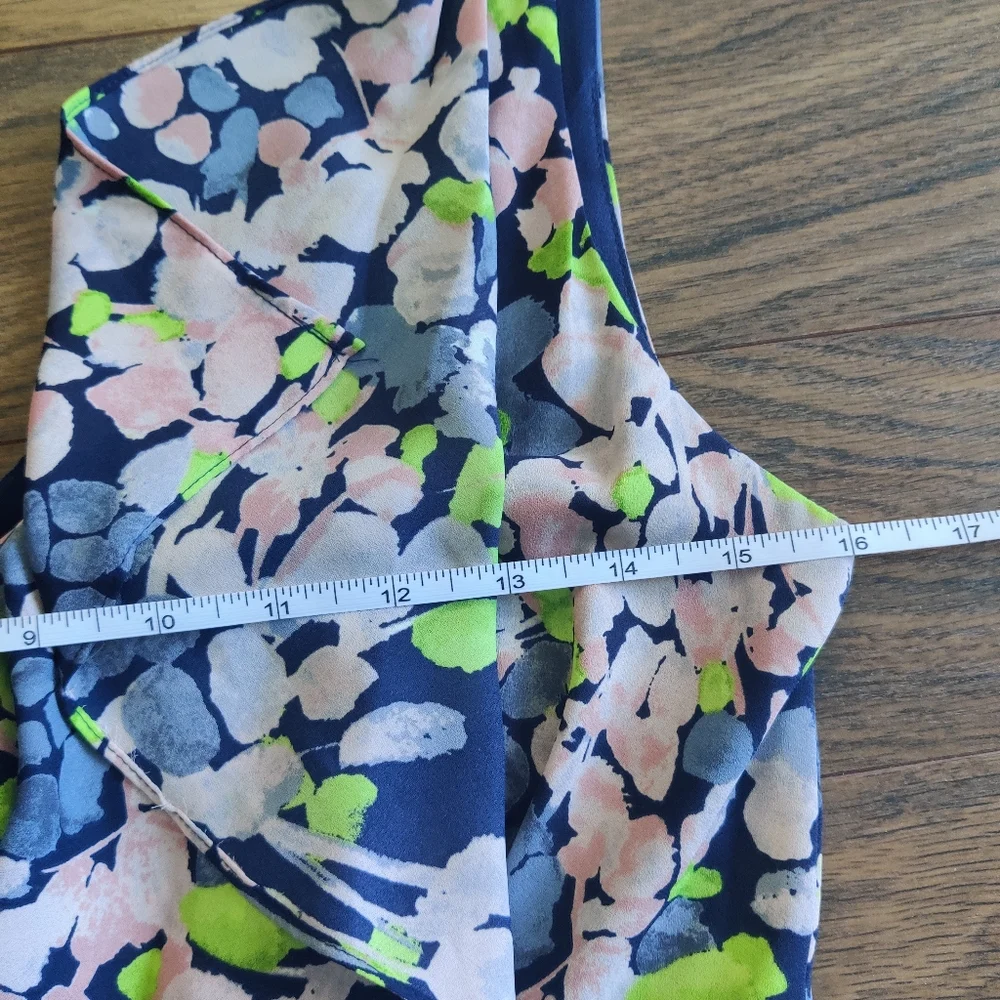 *BCBGMAXAZRIA Jessica Floral Handkerchief Hem Dress Navy Ink Floral Sleeveless S - Picture 8 of 9